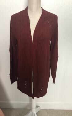 Love Ellie Rust Red Anna Pointelle Detail Cardigan - M